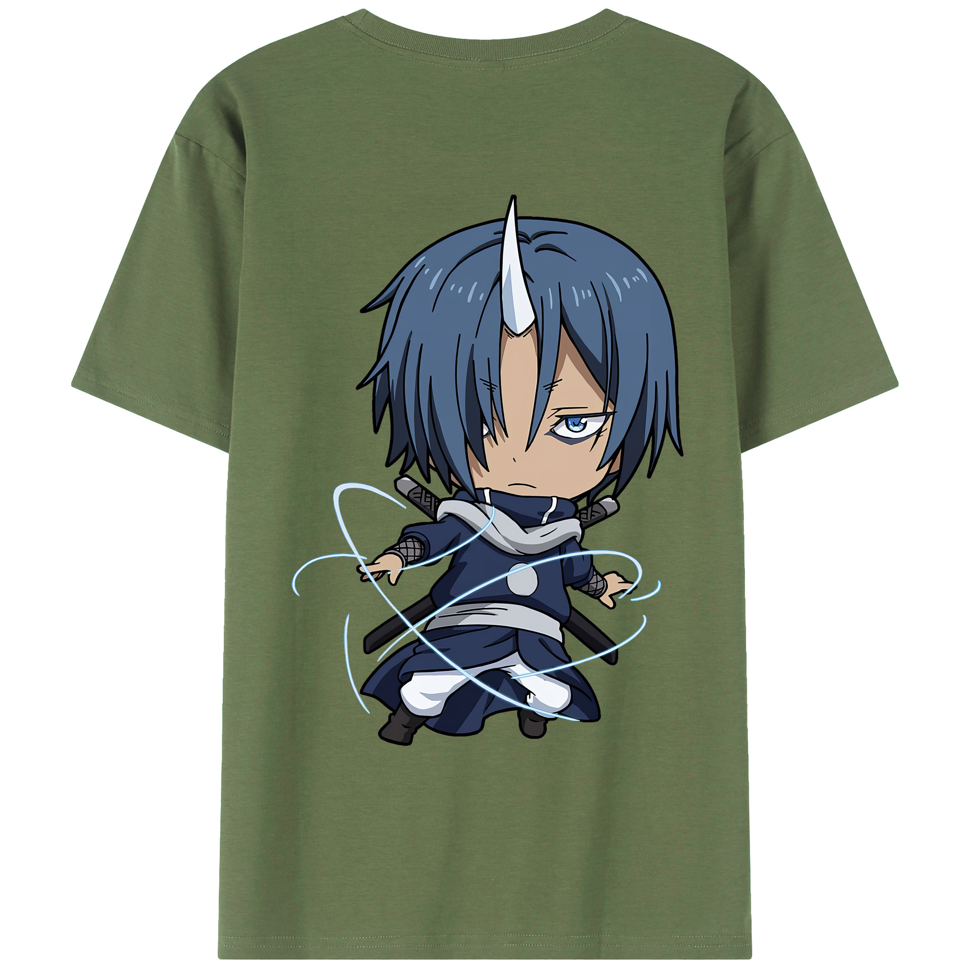 （画像用） 転スラ Regarding Reincarnated to Slime 綿100％ メンズ半袖Tシャツ（バックプリント） 通気性